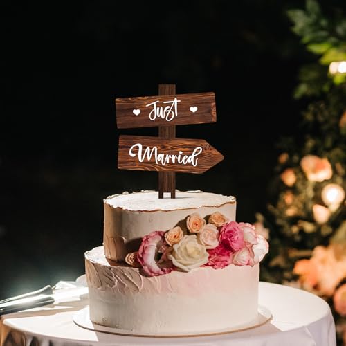 Rustic Cake Topper for Wedding & Engagement in Wood