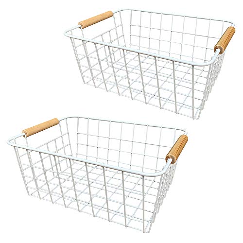 wire baskets with Handles Wire Storage Organizer Bin Baskets