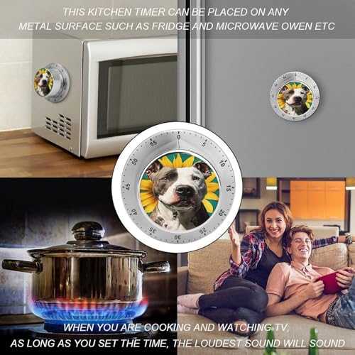 Pit Bull Dog Sunflower Kitchen Timer Mechanical No (Style-8 / One Size)