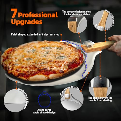 Pizza Peel 12 Inch Aluminum Paddle with Foldable Wooden Handle Home Oven
