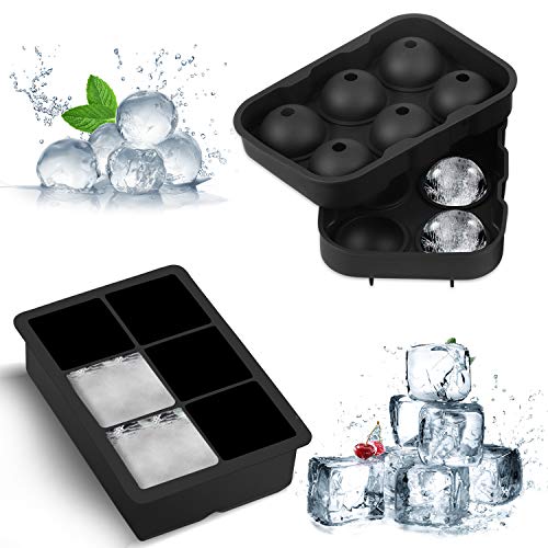 Large Square Ice Cube Molds & Silicone Sphere Ice Ball Maker