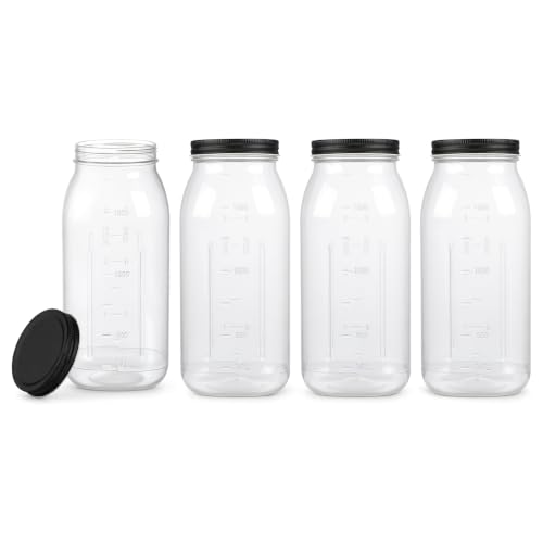 64 OZ Wide Mouth Clear Plastic Mason Jars with Airtight Lids