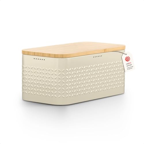 Metal bread box with linen bread US