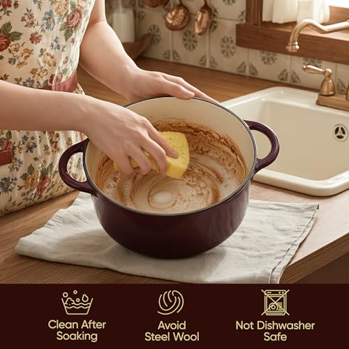 Vintage Style 6 Quart Dutch Oven Pot with Lid (Fig / 6 QT Round)