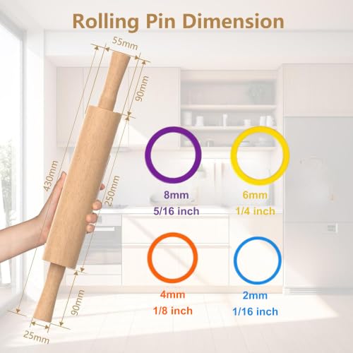 Classic Wooden Rolling Pin with Handle for Fondant