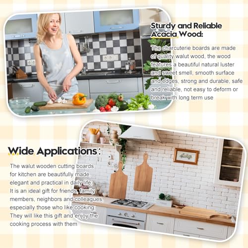 12 Pcs 11 x 5 Inch Walnut Wood Cutting Board with Handle (11"L x 5"W)