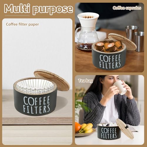 Wooden Coffee Filter Holder & Storage Organizer