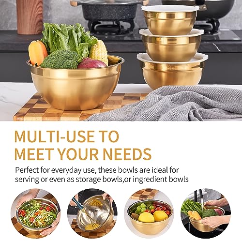 Gold Mixing Bowls with Airtight Lids (Gold / 7 Pieces)