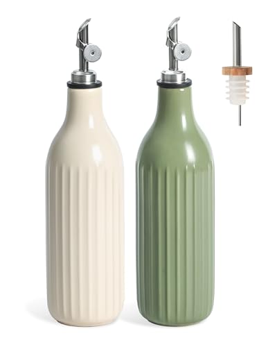 Olive Oil Dispenser Bottle (White and Green)