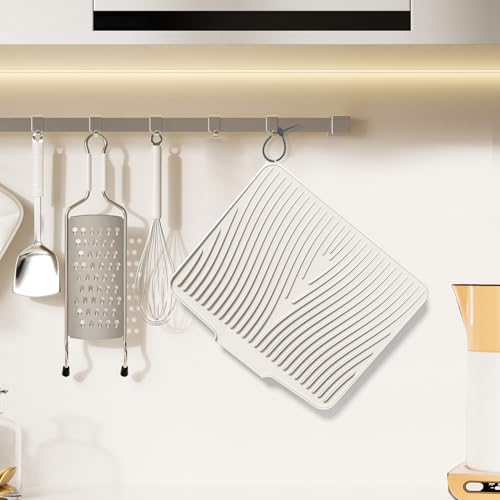 Silicone Dish Drying Mat for Kitchen counter (Cream / 19.7" x 17")