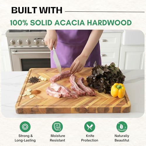 Herringbone Acacia Wood Cutting Boards for Kitchen (Herringbone / 20"L x 15"W)