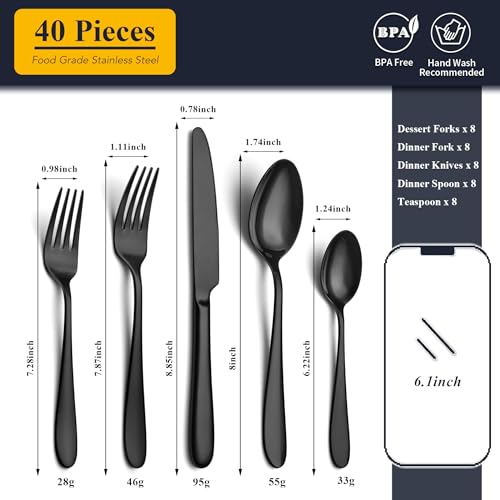 40 Piece Silverware Set for 8
