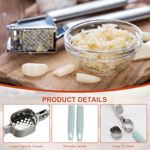 Garlic Press Stainless Steel Garlic Crusher and Peeler Set