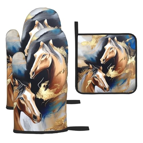 Oven Mitts and Pot Holders Sets Heat Resistant Hot Pads