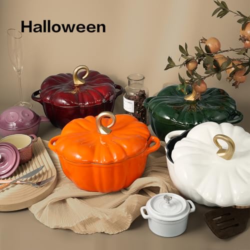 Pumpkin Cast Iron Dutch Oven (White / 3.8 qt)