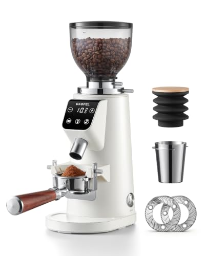64MM Flat Burr Coffee Grinder Electric (Ivory)