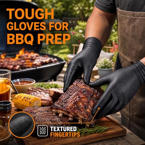 HEAVY DUTY 7 Mil Nitrile Black Gloves Disposable Latex Free Rubber Latex Cleaning Mechanic Food Prep Gloves 1000PCs