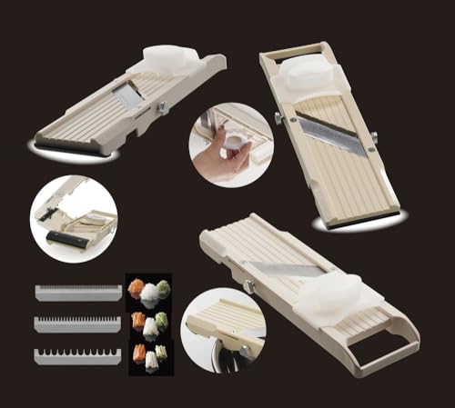 Mandoline Slicer with 4 Blades (Classic Slicer, Beige)