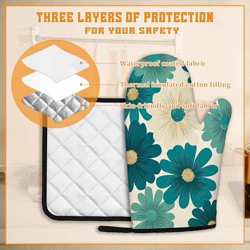 Abstract Daisy Flower Oven Mitts and Pot Holders