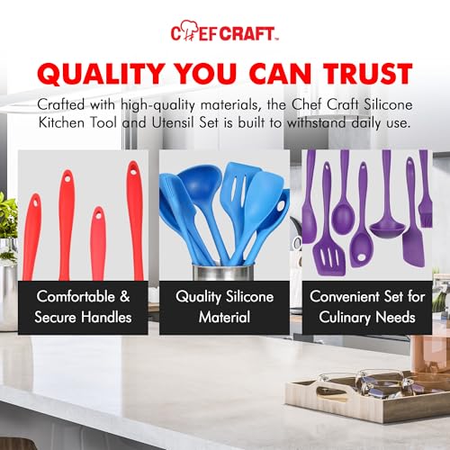 Premium Silicone Kitchen Tool and Utensil Set (11 Piece Set / Red)
