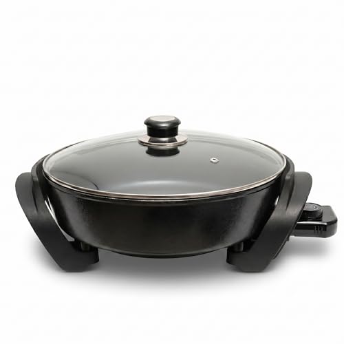Nonstick Electric Skillet 12 Inch Aluminum Electric Fryer With 2 Layers Of Non