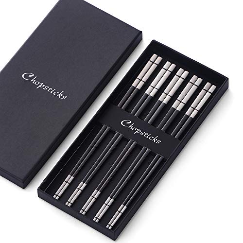 5 Pair Stainless Steel Chopsticks