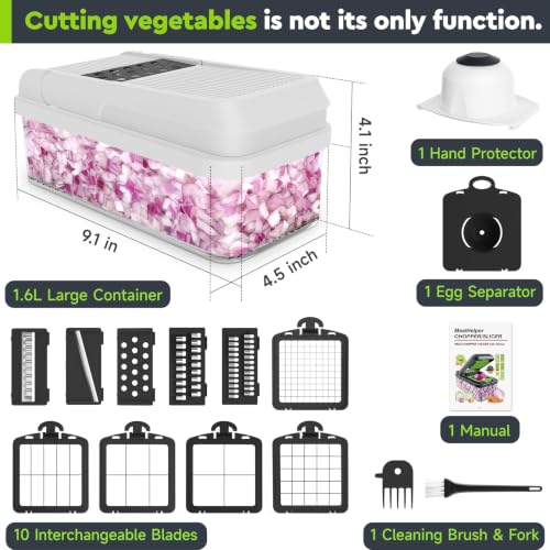 15-in-1 Vegetable Chopper, Food Veggie Chopper With Container (Black / 10 blades)
