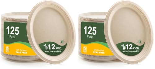 100% Compostable Paper Plates 7 9 10 12 Inch