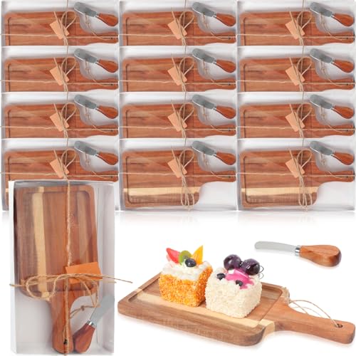 12 Set Acacia Wood Charcuterie Board with Knife (12 x 6 Inches)