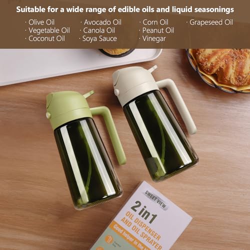 Olive Oil Dispenser and Oil Sprayer (Green / 1 Pack)