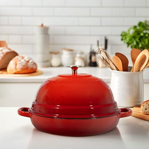 Enameled Cast Iron Dutch Oven Pot with Lid (Red)