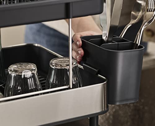 Dish Drying Rack with Wine Glass Holder (2-tier / Gray)