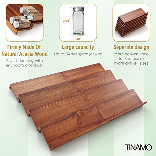 Acacia Wooden Spice Rack Organizer for Cabinet