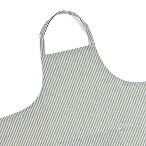 100% Pure Linen Full Midi Bib Apron Striped for Women & Men