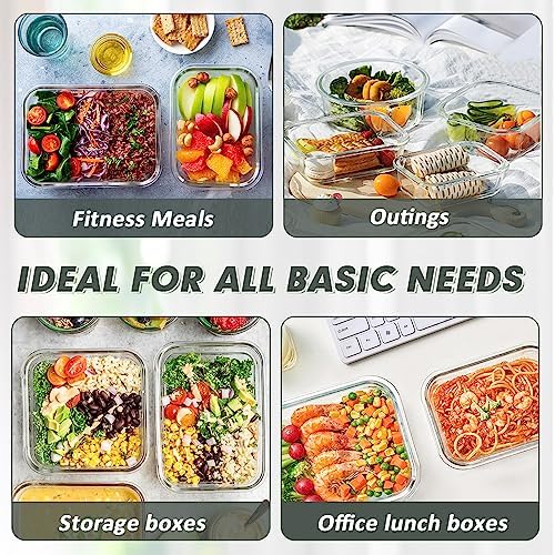 12 Packs Glass Food Storage Containers Set with Lids (White / 24 Pieces)