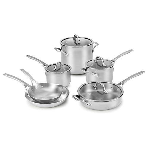 5 Ply Stainless Steel Cookware Set 10 Piece Includes Frying Pans (10-Piece Set)