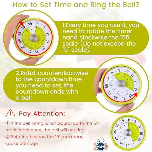 3 Pcs 60 Minute Magnetic Visual Timer Classroom Tool (Yellow)