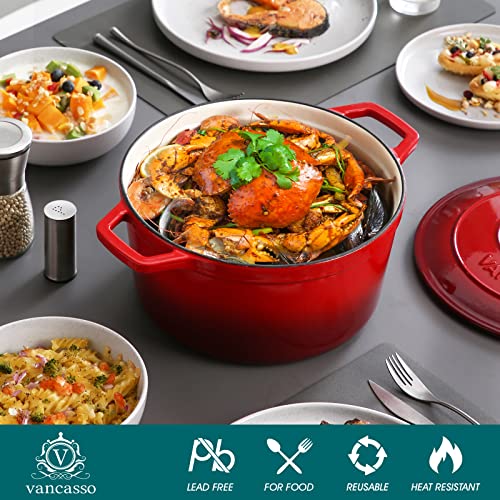 7.5 Qt Round Enameled Cast Iron Dutch Oven with Lid (7.5 Qt-round / Red)