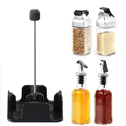 Oil and Vinegar Dispenser Set Oil and Vinegar Salt Pepper and Dispenser Set with Storage Tray and Stainless Steel Condiment Kitchen Accessories