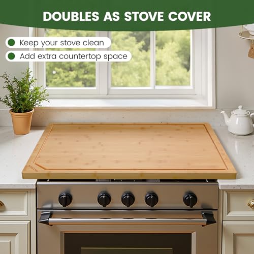 30”×20” Bamboo Cutting Boards for Kitchen (Natural / 30"L x 20"W)