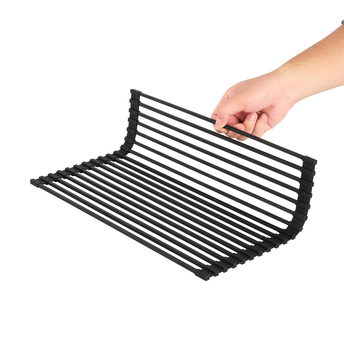 Black Steel Over Sink Roll Up Drying Rack (Black / 17" x 13")