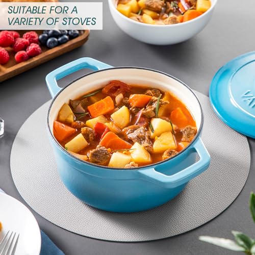 2.5 Qt Enameled Cast Iron Dutch Oven with Lid (2.5 Qt-round / Blue)