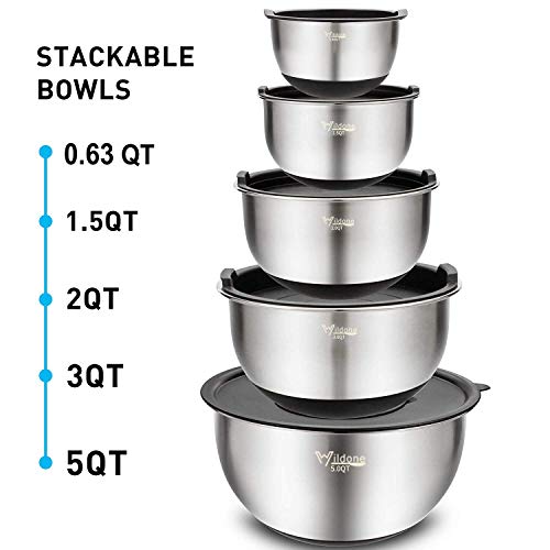 Mixing Bowls with Airtight Lids Set (Black)