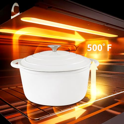 3 QT Small Enameled Cast Iron Dutch Oven with Self (White / 3QT)