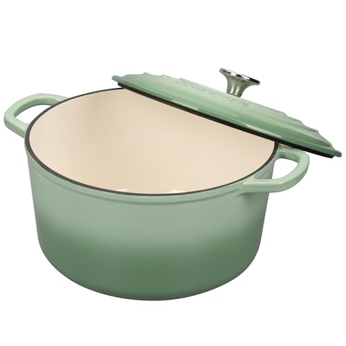 Enameled Cast Iron Dutch Oven Pot with Lid (4.5 QT / Green)