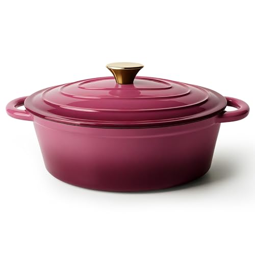 Vintage Style Oval Dutch Oven for Bread Baking (Rose / 4.5 QT Oval)