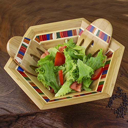 Baltique Collection 14" Salad Serving Bowl with Salad Hands