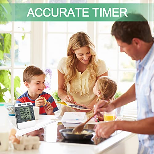 2 Pcs Digital Kitchen Timer 3 Channel Magnetic Countdown Timer