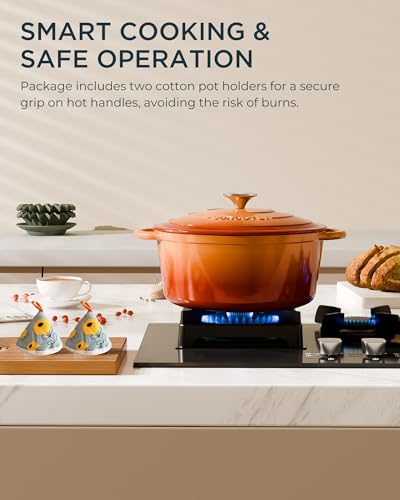 Enameled Cast Iron Dutch Oven (Cooking Pot / Vibrant orange / 7.5QT)