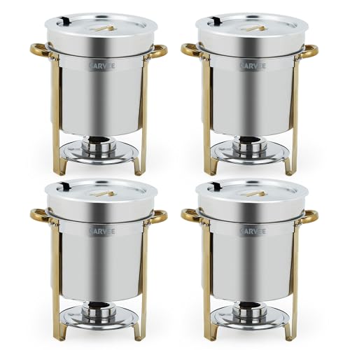 11QT Round Soup Chafer Sets of 4 (11QT-4 Pcs / Gold)
